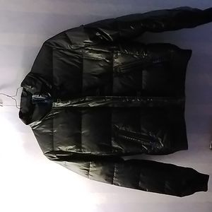 Gap black puffer jacket with detachable faux fur hood